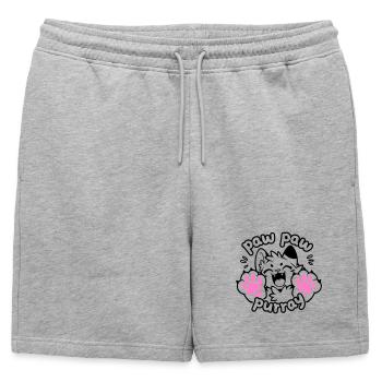 Paw Paw Purray Cat | Funny paw motif - Mens' Premium Organic Sweatshorts - heather grey - Front - AI Model Male 178 light (178cm)