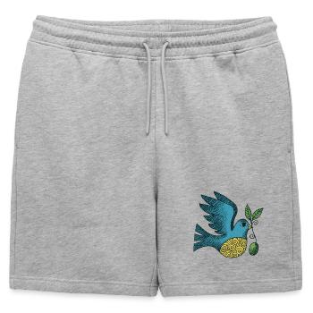 Oiseau azur avec ventre tourbillonnant - Short de survêtement homme premium - gris chiné - Devant - AI Model Male 178 light (178cm)