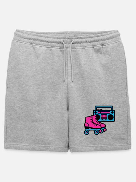 Roller Skates Boombox 80s Retro - Mens' Premium Organic Sweatshorts - heather grey