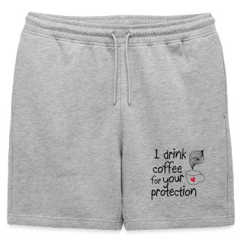 Je bois du café pour votre protection 2c - Short de survêtement homme premium - gris chiné - Devant - AI Model Male 178 light (178cm)