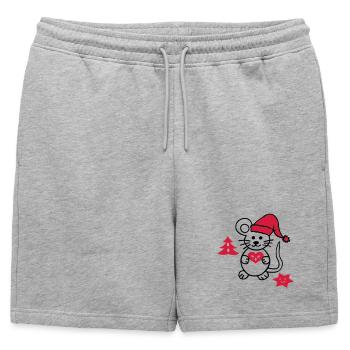 Souris de Noël - Short de survêtement homme premium - gris chiné - Devant - AI Model Male 178 light (178cm)