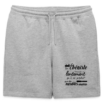 Un ébéniste travaille que des meubles anciens - Short de survêtement homme premium - gris chiné - Devant - AI Model Male 178 light (178cm)