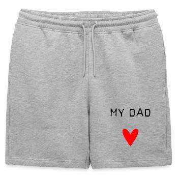 PAPA. FÊTE DES PÈRES. BONNE FÊTE PAPA. BONNE FÊTE. - Short de survêtement homme premium - gris chiné - Devant - AI Model Male 178 light (178cm)