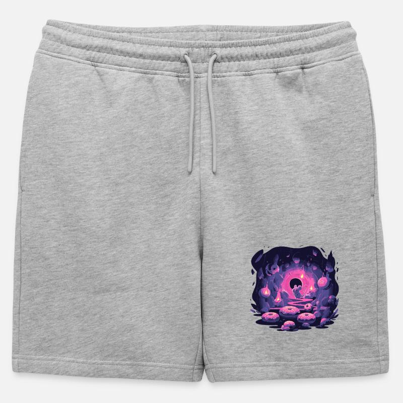 Neon Mäusehöhle mit Donuts - Männer Premium Organic Sweatshorts - Grau meliert