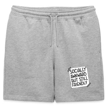 Diction socialement maladroite mais quand même amicale - Short de survêtement homme premium - gris chiné - Devant - AI Model Male 178 light (178cm)