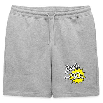 Fête des années 90 , Soirée à thème , Années 90 Retour à (25) - Short de survêtement homme premium - gris chiné - Devant - AI Model Male 178 light (178cm)