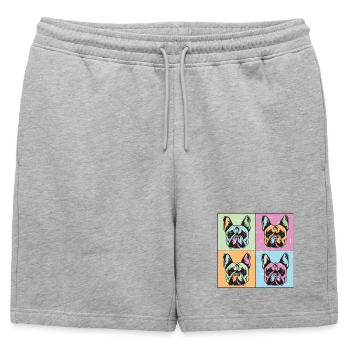 Bulldogs Image Abstract - Short de survêtement homme premium - gris chiné - Devant - AI Model Male 178 light (178cm)
