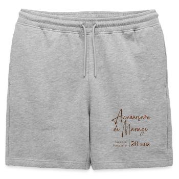 Anniversaire de mariage 20 ans Noces de Porcelaine - Short de survêtement homme premium - gris chiné - Devant - AI Model Male 178 light (178cm)
