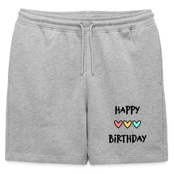 HAPPY BIRTHDAY. HAPPY BIRTHDAY. ANNIVERSARY. - Mens' Premium Organic Sweatshorts - heather grey - Front - AI Model Male 178 light (178cm)