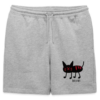 Miaou! noir - Short de survêtement homme premium - gris chiné - Devant - AI Model Male 178 light (178cm)