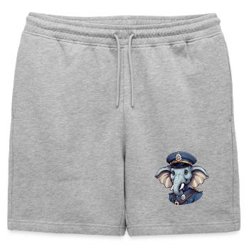 Elephant Policeman - Mens' Premium Organic Sweatshorts - heather grey - Front - AI Model Male 178 light (178cm)