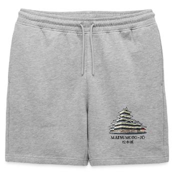 Château de Matsumoto-jo, Nagano, Japon dessin à la main - Short de survêtement homme premium - gris chiné - Devant - AI Model Male 178 light (178cm)