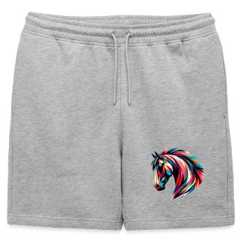 Cheval - Short de survêtement homme premium - gris chiné - Devant - AI Model Male 178 light (178cm)