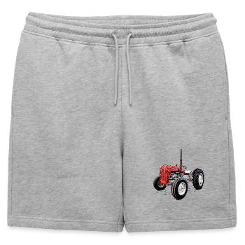 Tracteur rouge M F 35 - Short de survêtement homme premium - gris chiné - Devant - AI Model Male 178 light (178cm)