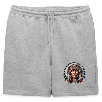 Amérindien Peau rouge d’Amérique - Short de survêtement homme premium - gris chiné - Devant - AI Model Male 178 light (178cm)