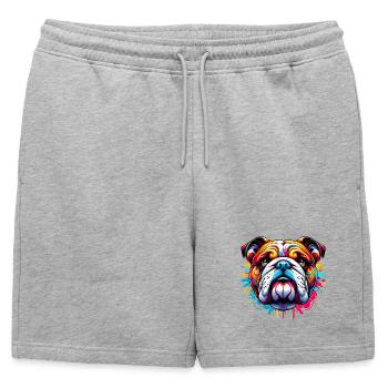 Bouledogue anglais Chien - Short de survêtement homme premium - gris chiné - Devant - AI Model Male 178 light (178cm)