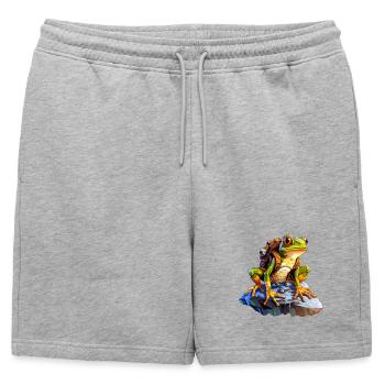 Grenouille Alpiniste / Grenouilles de randonnée - Short de survêtement homme premium - gris chiné - Devant - AI Model Male 178 light (178cm)
