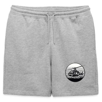 Hélicoptère en noir et blanc - Short de survêtement homme premium - gris chiné - Devant - AI Model Male 178 light (178cm)