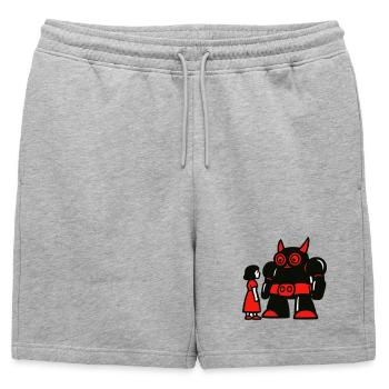 Girl and Robot - Mens' Premium Organic Sweatshorts - heather grey - Front - AI Model Male 178 light (178cm)