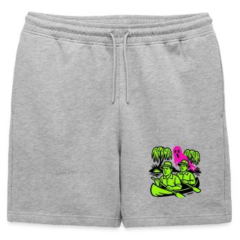 Spuk im Urwald - Männer Premium Organic Sweatshorts - Grau meliert - Vorne - AI Model Male 178 light (178cm)