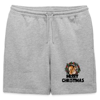 Squirrel Among Holly Wreath - Mens' Premium Organic Sweatshorts - heather grey - Front - AI Model Male 178 light (178cm)