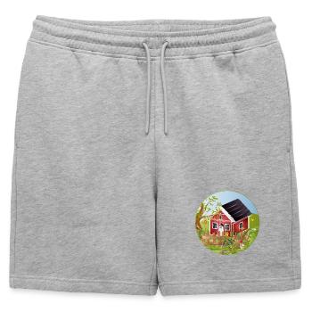 Petite maison rouge avec jardin idyllique - Short de survêtement homme premium - gris chiné - Devant - AI Model Male 178 light (178cm)