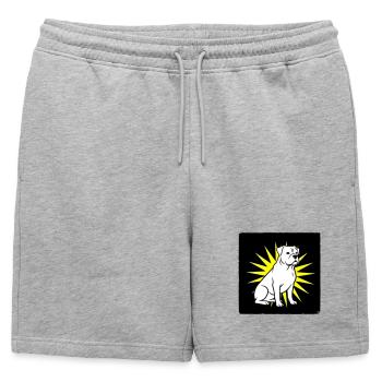 Cool Dog in Punk Rock & Pop Art Style - Mens' Premium Organic Sweatshorts - heather grey - Front - AI Model Male 178 light (178cm)