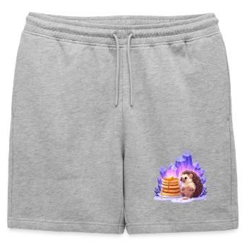 Hérisson avec des pancakes et des cristaux - Short de survêtement homme premium - gris chiné - Devant - AI Model Male 178 light (178cm)
