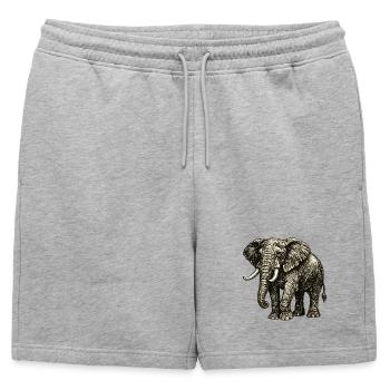 Vintage Elefant Illustration – Kraft & Natur - Männer Premium Organic Sweatshorts - Grau meliert - Vorne - AI Model Male 178 light (178cm)