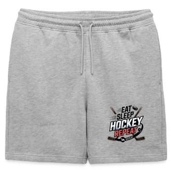 Manger Sommeil Hockey Répéter – Vie sportive des amateurs de hockey - Short de survêtement homme premium - gris chiné - Devant - AI Model Male 178 light (178cm)