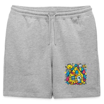 Éclaboussure de couleur de la maison riante - Short de survêtement homme premium - gris chiné - Devant - AI Model Male 178 light (178cm)