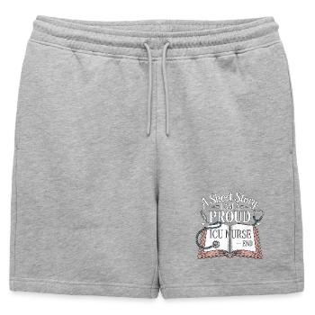 Infirmière en soins intensifs : une courte histoire Je suis infirmière diplômée - Short de survêtement homme premium - gris chiné - Devant - AI Model Male 178 light (178cm)