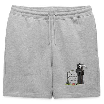 « Il faut qu’on parle ! » est la Faucheuse en relation - Short de survêtement homme premium - gris chiné - Devant - AI Model Male 178 light (178cm)