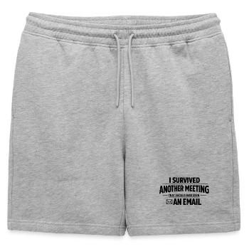 J’ai survécu à une autre réunion - Short de survêtement homme premium - gris chiné - Devant - AI Model Male 178 light (178cm)