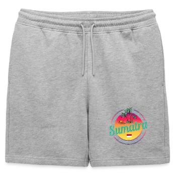 Souvenir rétro de coucher de soleil Sumatra Indonésie - Short de survêtement homme premium - gris chiné - Devant - AI Model Male 178 light (178cm)