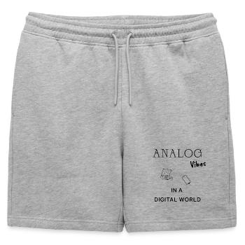 Analog Vibes Digital World – Platine rétro - Short de survêtement homme premium - gris chiné - Devant - AI Model Male 178 light (178cm)