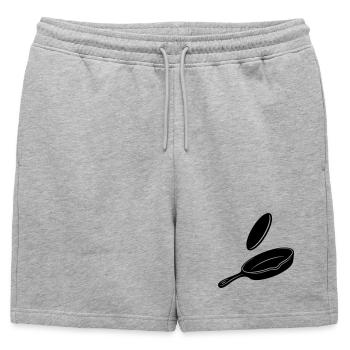 Silhouette de la poêle à bascule Pancake - Short de survêtement homme premium - gris chiné - Devant - AI Model Male 178 light (178cm)