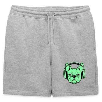 Frenchie DJ Headphones Music - Mens' Premium Organic Sweatshorts - heather grey - Front - AI Model Male 178 light (178cm)