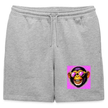 Singe chimpanzé - Short de survêtement homme premium - gris chiné - Devant - AI Model Male 178 light (178cm)