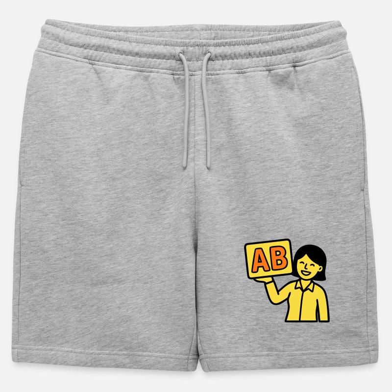 Lehrerin Grundschule ABC Vektor - Männer Premium Organic Sweatshorts - Grau meliert