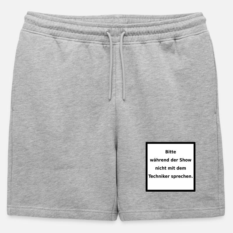 Warnhinweis: Techniker. (black/white) - Männer Premium Organic Sweatshorts - Grau meliert