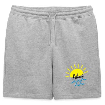 Ambiances estivales : Soleil au-dessus des vagues de mer - Short de survêtement homme premium - gris chiné - Devant - AI Model Male 178 light (178cm)