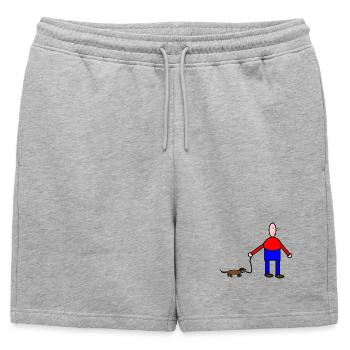 Dessin humoristique animalier et humain - Short de survêtement homme premium - gris chiné - Devant - AI Model Male 178 light (178cm)