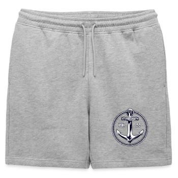 PL22 Marine Anchor - Mens' Premium Organic Sweatshorts - heather grey - Front - AI Model Male 178 light (178cm)