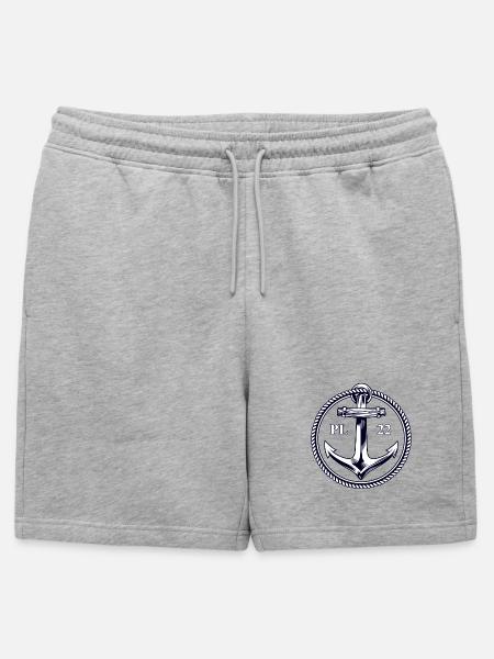 PL22 Marine Anchor - Mens' Premium Organic Sweatshorts - heather grey