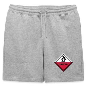 flamme danger inflammable humour ironie pompiers - Short de survêtement homme premium - gris chiné - Devant - AI Model Male 178 light (178cm)