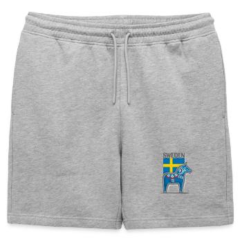 Suède Voyage Souvenir Landmark, drapeau suédois - Short de survêtement homme premium - gris chiné - Devant - AI Model Male 178 light (178cm)