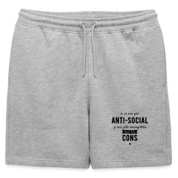 Je ne suis pas anti-social - Short de survêtement homme premium - gris chiné - Devant - AI Model Male 178 light (178cm)