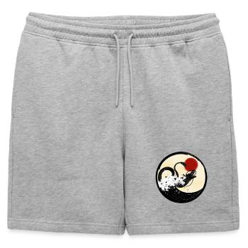 Dragon chinois - Short de survêtement homme premium - gris chiné - Devant - AI Model Male 178 light (178cm)