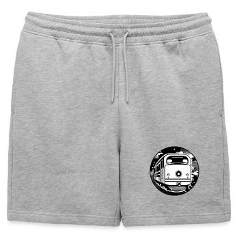 Locomotive, train, chemin de fer - Short de survêtement homme premium - gris chiné - Devant - AI Model Male 178 light (178cm)